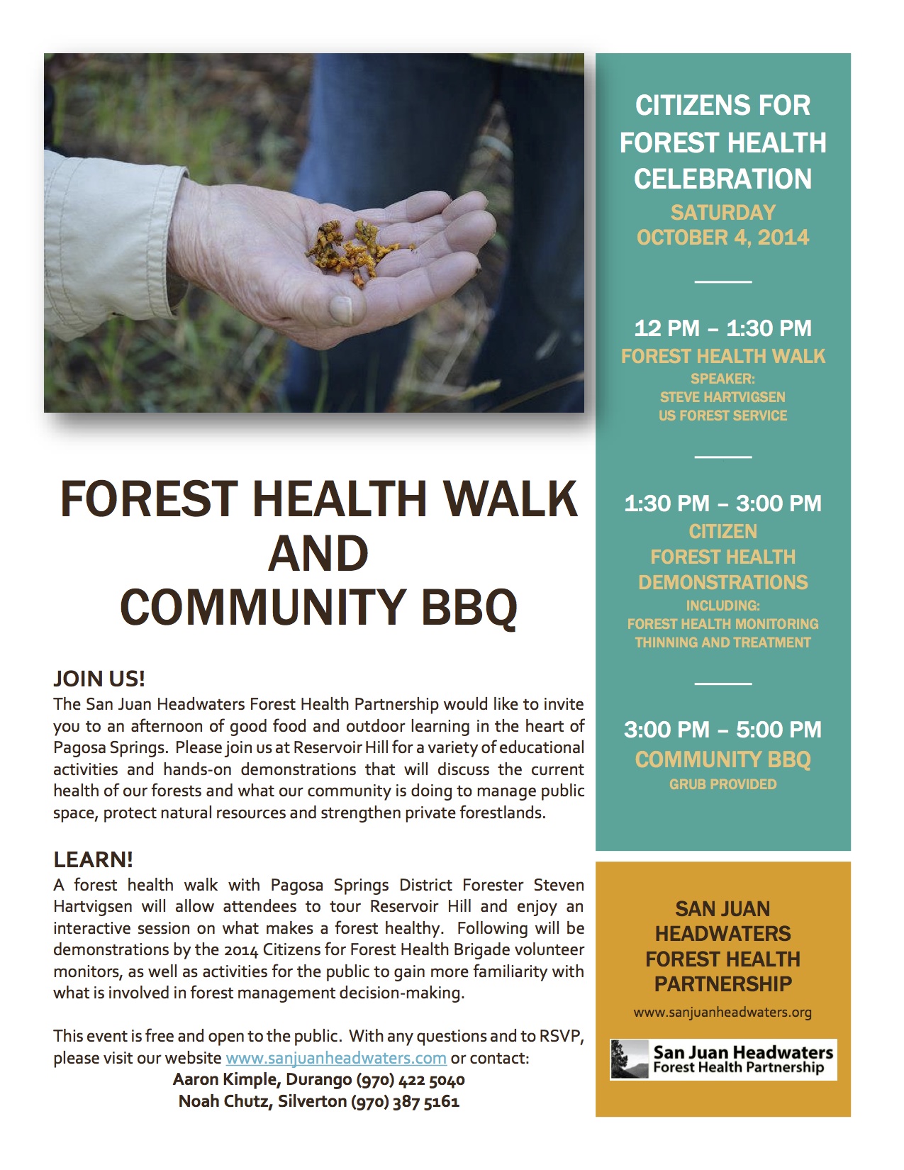 Forest Health Walking Tour and BBQ – October 4, 12:00pm to 5:00pm